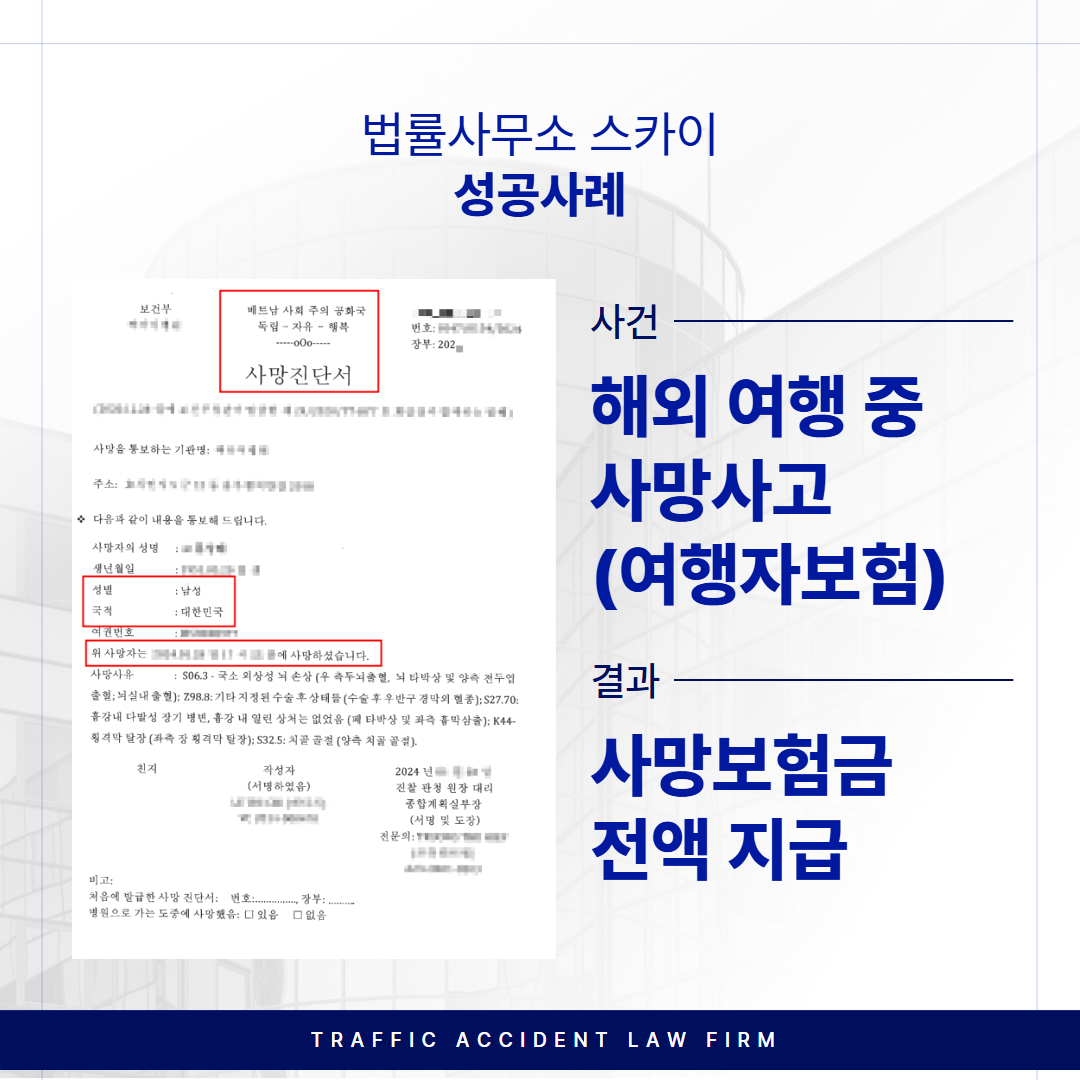 해외 여행 중 사망사고 , ‘사망보험금 전액’ 지급받은 사례